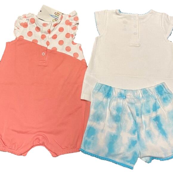 Baby Kids Headquarters Girl's Butterfly 3 Piece Romper Short Set 6 Month NWT - Picture 3 of 8